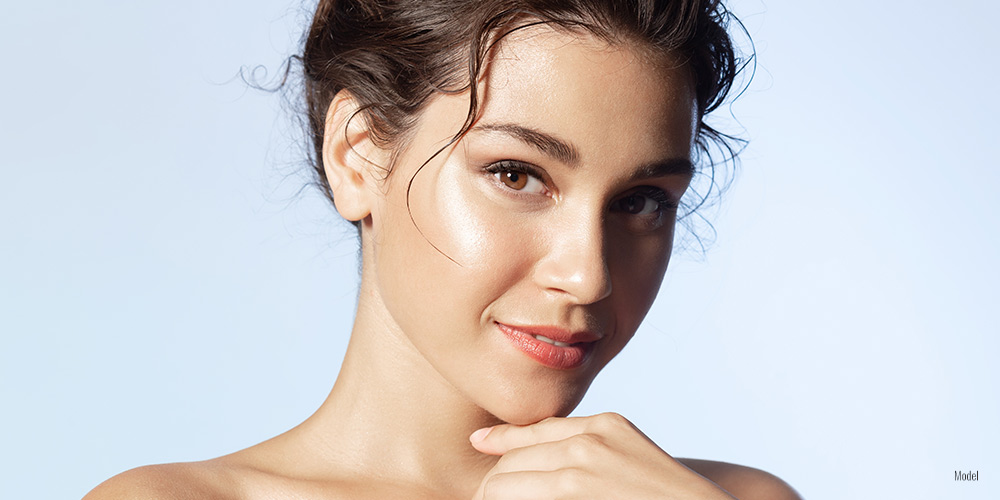 close-up of woman's glowy skin